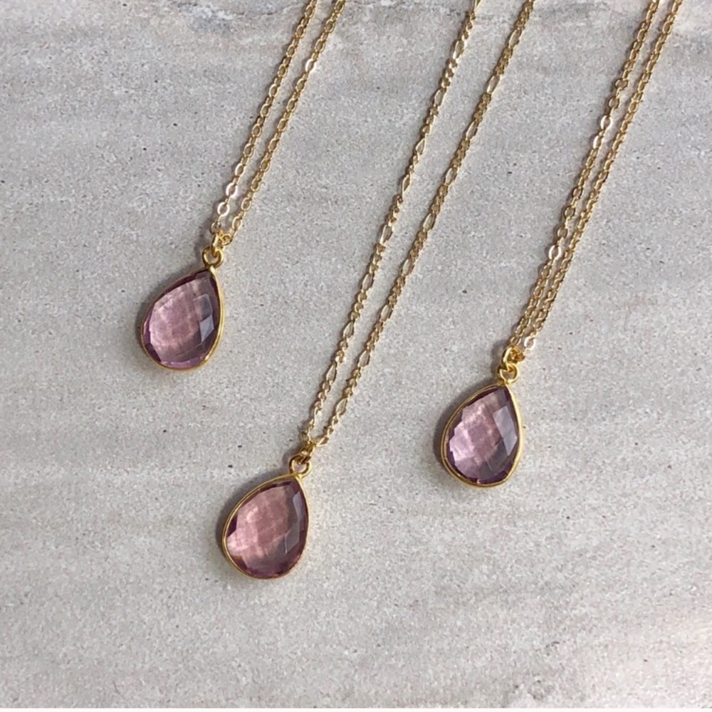 Morganite Gemstone 18k Gold Teardrop Necklace
